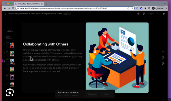 Tome is Free AI tools for creating presentation